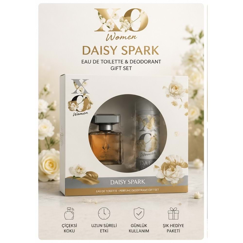 XO Parfüm Seti Daısy Spark Women Kadın 100ML EDT + 125ML Deodorant