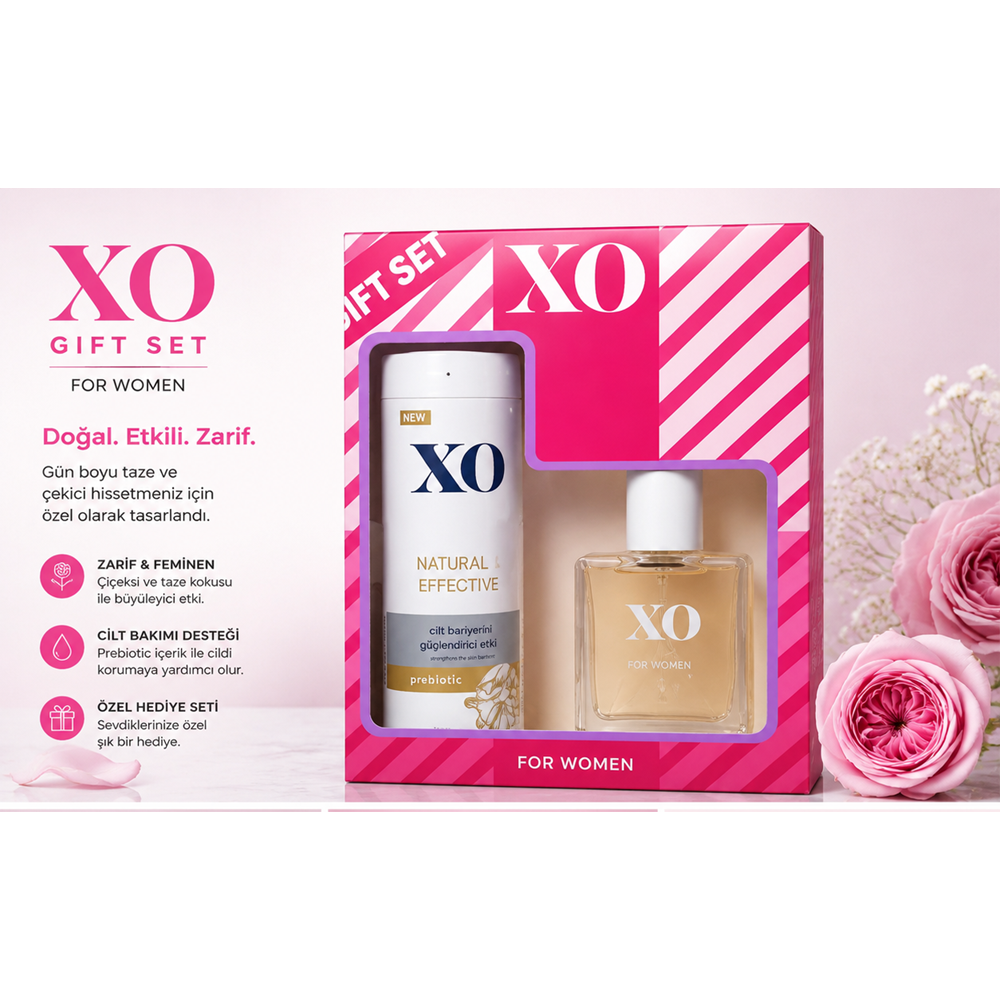 XO Parfüm Seti Minerva Women Kadın 50ML EDT + 150ML Deodorant Natural Effectıve