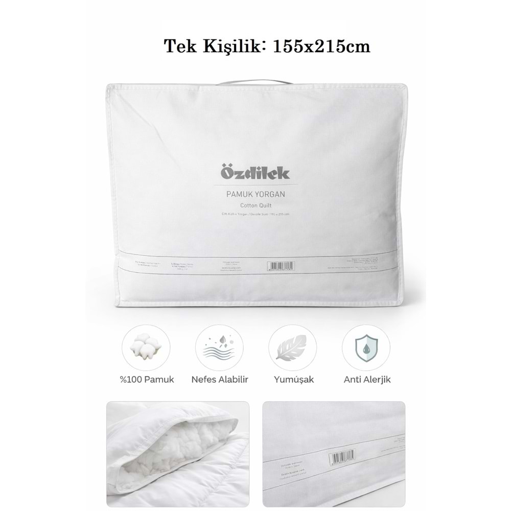 Özdilek Tek Kişilik Doğal %100 Pamuk Yorgan (155x215)