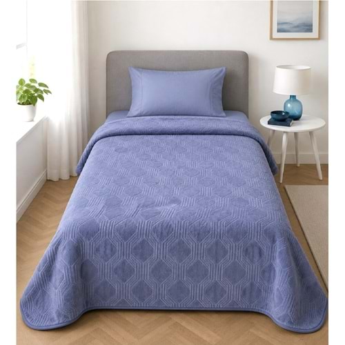 Özdilek Trendy Embos Tek Kişilik Battaniye(155x220)-Art Deco Gök Mavi