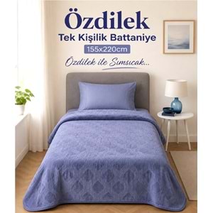 Özdilek Trendy Embos Tek Kişilik Battaniye(155x220)-Art Deco Gök Mavi