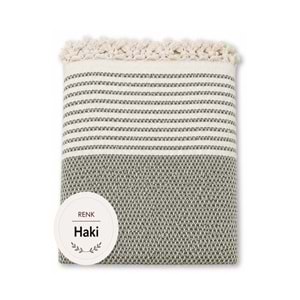 Pamuklu Kaymaz Hasır Dokuma Koltuk Örtüsü (180x220) - Haki Yeşili
