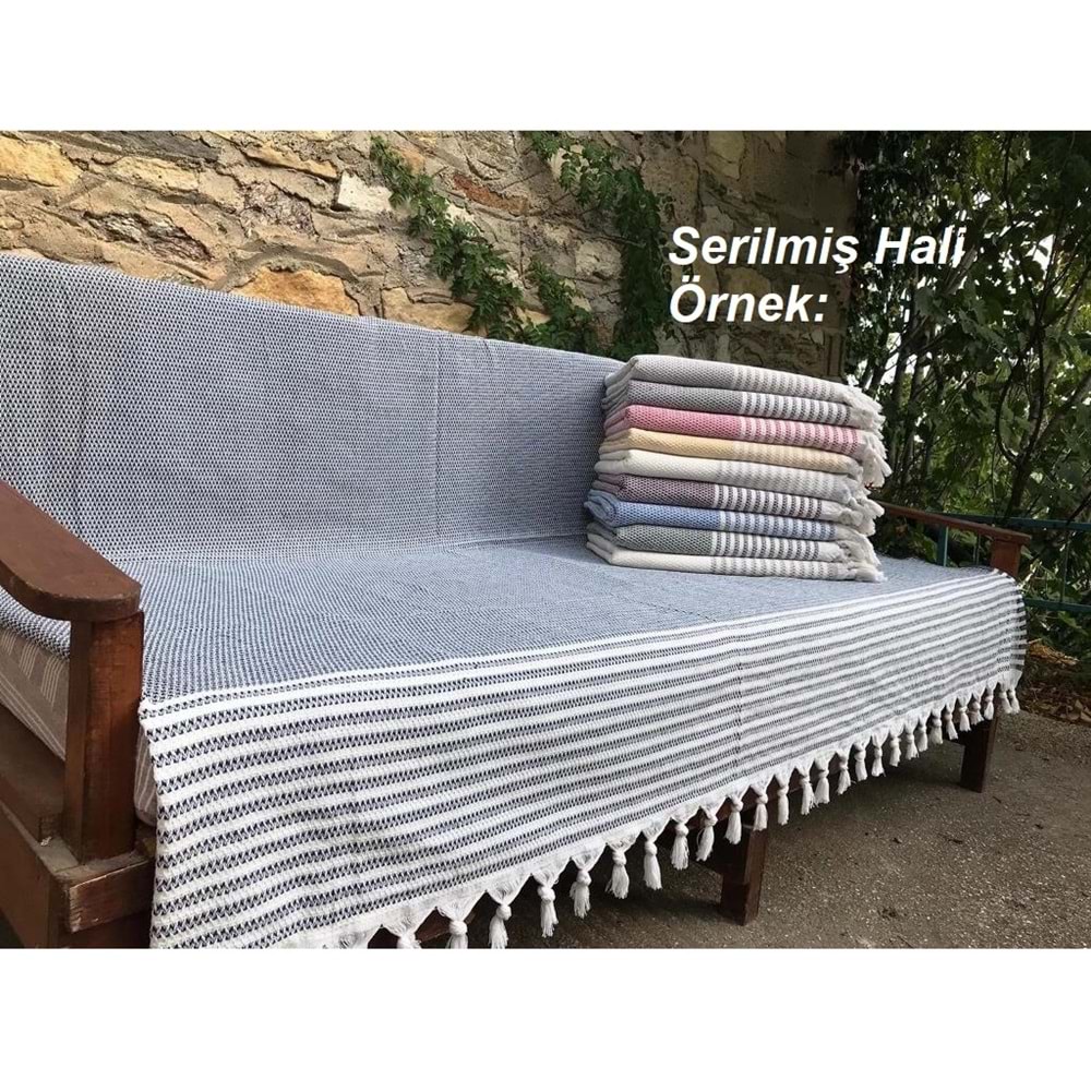 Pamuklu Kaymaz Hasır Dokuma Koltuk Örtüsü (180x220) - Haki Yeşili