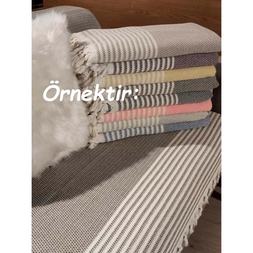 Pamuklu Kaymaz Hasır Dokuma Koltuk Örtüsü (180x220) - Kiremit