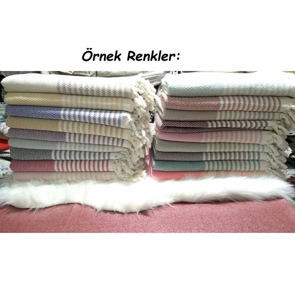 Pamuklu Kaymaz Hasır Dokuma Koltuk Örtüsü (180x220) - Kreme Gri