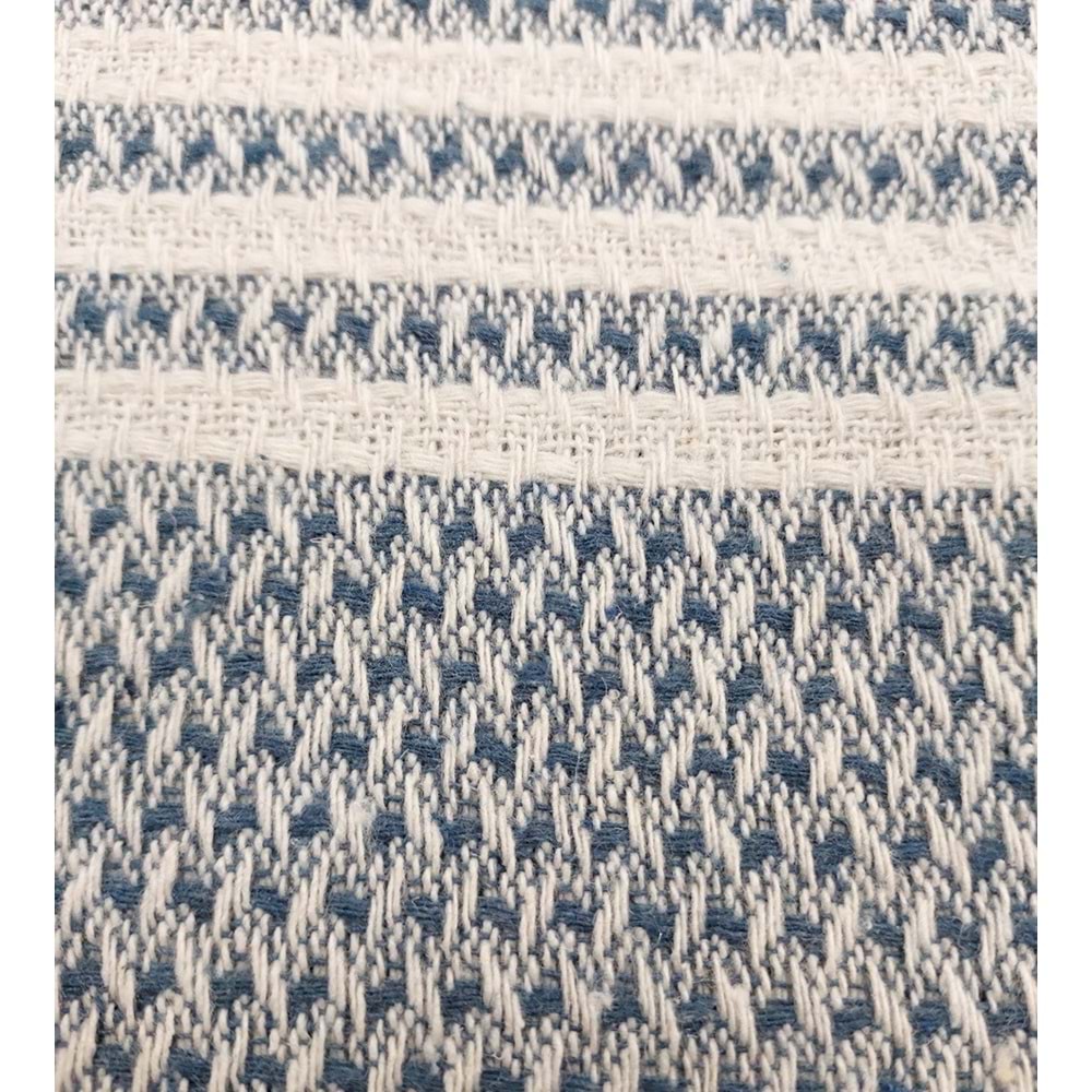 Pamuklu Kaymaz Hasır Dokuma Maxi Boy Kolları Örten Koltuk Örtüsü (180x310) - İndigo