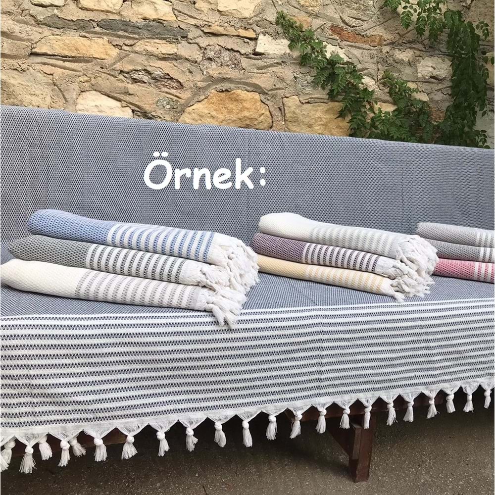 Pamuklu Kaymaz Hasır Dokuma Maxi Boy Kolları Örten Koltuk Örtüsü (180x310) - Kiremit