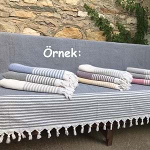 Pamuklu Kaymaz Hasır Dokuma Maxi Boy Kolları Örten Koltuk Örtüsü (180x310) - Kiremit