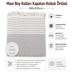 Pamuklu Kaymaz Hasır Dokuma Maxi Boy Kolları Örten Koltuk Örtüsü (180x310)