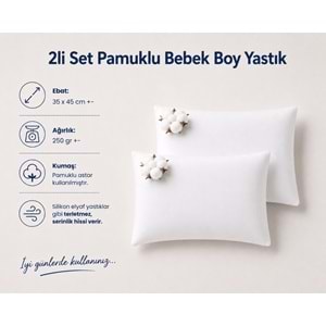 2li Set Pamuklu Bebek Yastık İç Dolgu 250gr Pamuk Dolgulu (35x45)