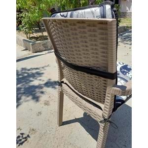 6 Adet Rattan Arkalıklı Sandalye Minderi (Kalınlık 4cm)-Saat Desen Lacivert
