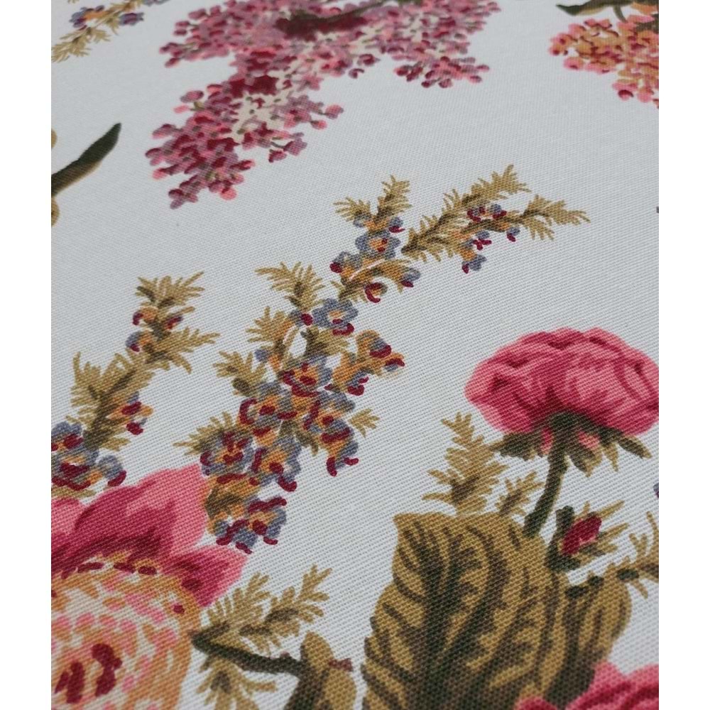 2 Adet Rattan Arkalıklı Sandalye Minderi (Kalınlık 4cm)-İngiliz Gülü (Pamuklu Kumaş)