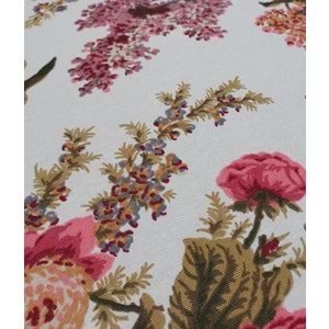 2 Adet Rattan Arkalıklı Sandalye Minderi (Kalınlık 4cm)-İngiliz Gülü (Pamuklu Kumaş)