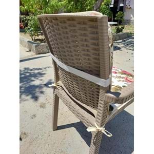 6 Adet Rattan Arkalıklı Sandalye Minderi (Kalınlık 4cm)-İngiliz Gülü (Pamuklu Kumaş)
