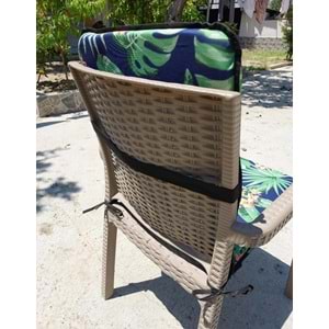 4 Adet Rattan Arkalıklı Sandalye Minderi (Kalınlık 4cm)-Tropikal Yeşil