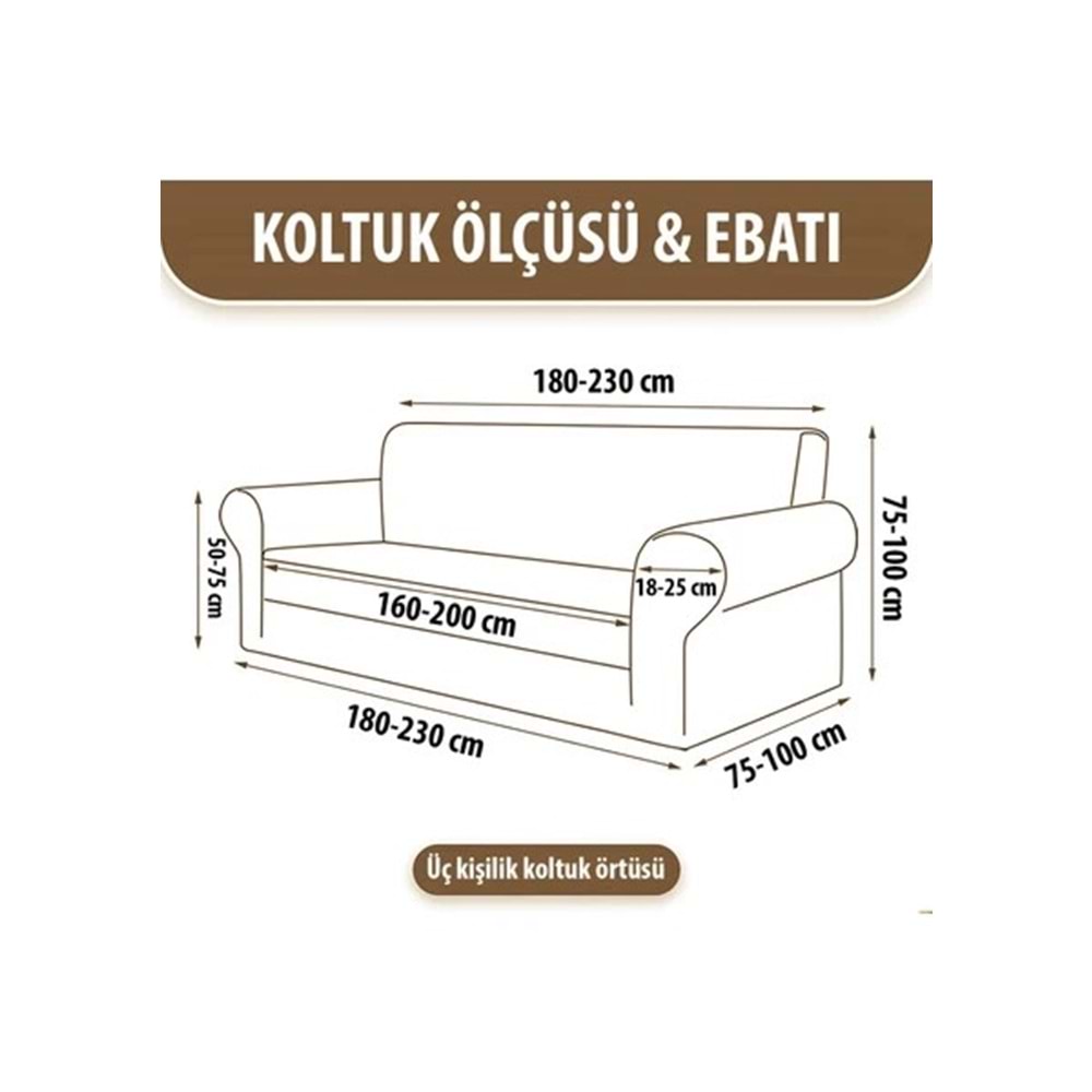 Mandaş Bohem Streç Maxi Çekyat Örtüsü Geniş Kullanım Alanlı TAŞ 3+3