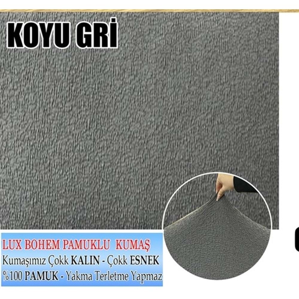 Mandaş Bohem Streç Maxi Çekyat Örtüsü Geniş Kullanım Alanlı K Gri 3+3