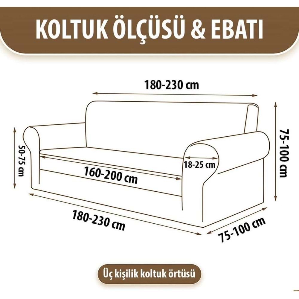 Mandaş Bohem Streç Maxi Çekyat Örtüsü Geniş Kullanım Alanlı Gri 3+3
