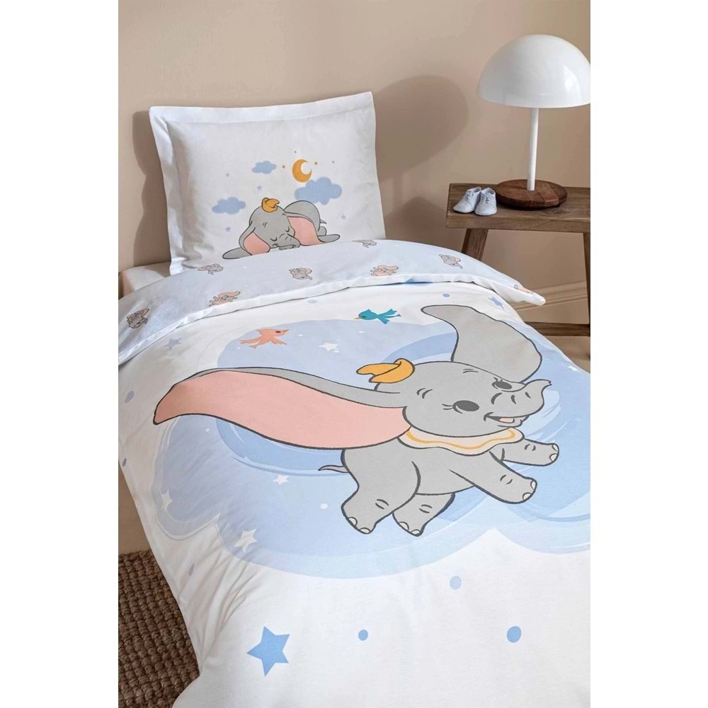 Özdilek Ranforce Lisanslı Bebek Beşik Nevresim Takımı-Dumbo Dream Mavi