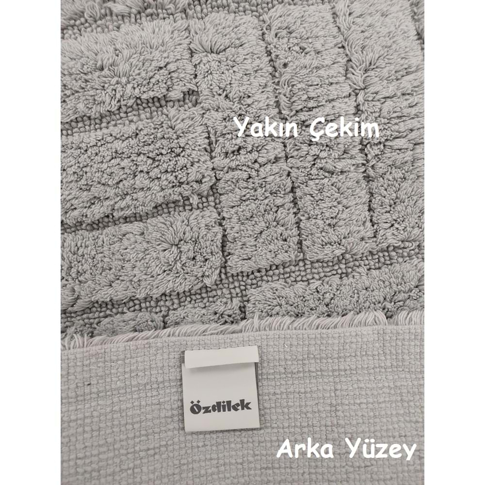 Özdilek Tufting 2li Banyo Seti, Pamuklu Paspas Takımı-Story Gri