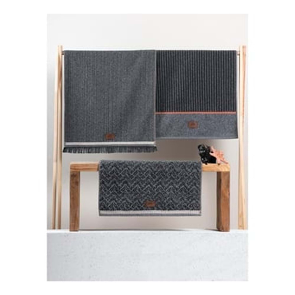 Cotton Box 1 Adet Jakarlı Havlu (50x90)-Denim Antrasit