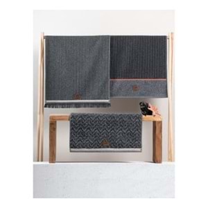 Cotton Box 1 Adet Jakarlı Havlu (50x90)-Denim Antrasit