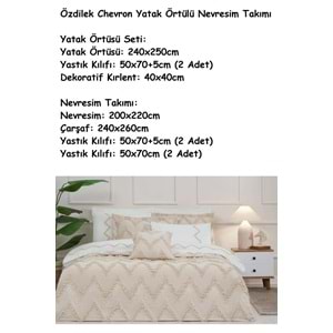 Özdilek -Chevron Bej- Çift Kişilik Yatak Örtülü Nevresim Takımı (6 Yastık Kılıflı)