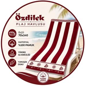 Özdilek -Pusula Bordo- Plaj Havlusu (70x140)