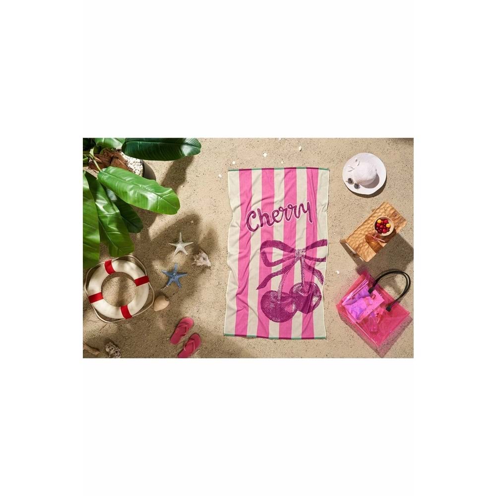 Özdilek Cherries Plaj Havlusu Büyük Boy (90x150)-Vişne Kırmızı