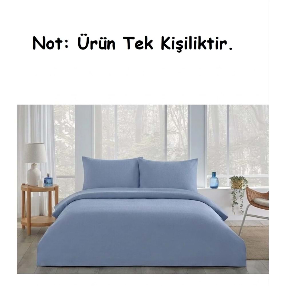 Özdilek -Colourist İndigo- Bamboo Lastikli Çarşaflı Tek Kişilik Pike Takımı