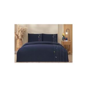 Özdilek Rf -Fore Shore Lacivert- Lastikli Çarşaflı Çift Kişilik Pike Takımı