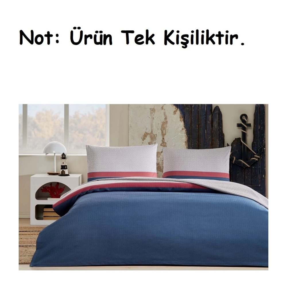 Özdilek Rf -Futurista Mavi- Lastikli Çarşaflı Tek Kişilik Pike Takımı