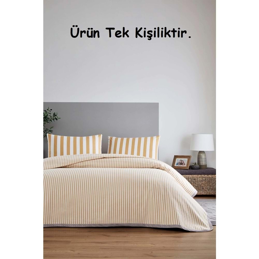 Özdilek Rf -Cabana Line Gold- Lastikli Çarşaflı Tek Kişilik Pike Takımı