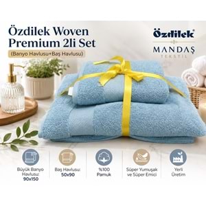 Özdilek -Woven Mavi- Kişisel Havlu Seti Süper Yumuşak (90x150 + 50x90)