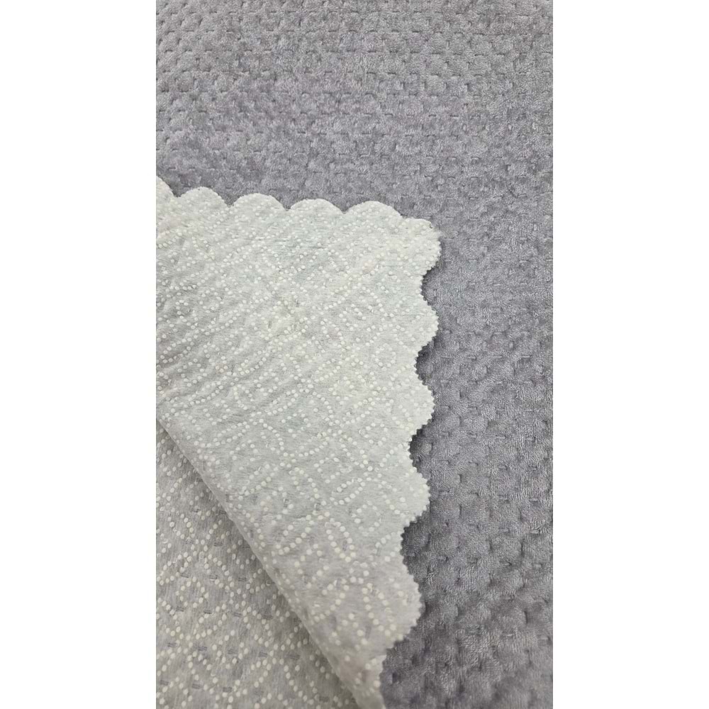 Lüks Kadife Dotlu Kaymaz Koltuk Örtüsü (180x220) - Gri