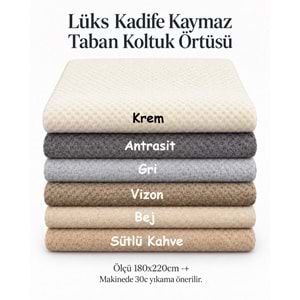 Lüks Kadife Dotlu Kaymaz Koltuk Örtüsü (180x220) - Sütlü Kahve