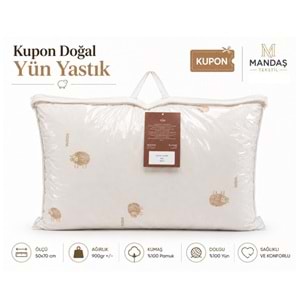 Kupon Doğal Yün Yastık 900gr Çantalı (50x70)