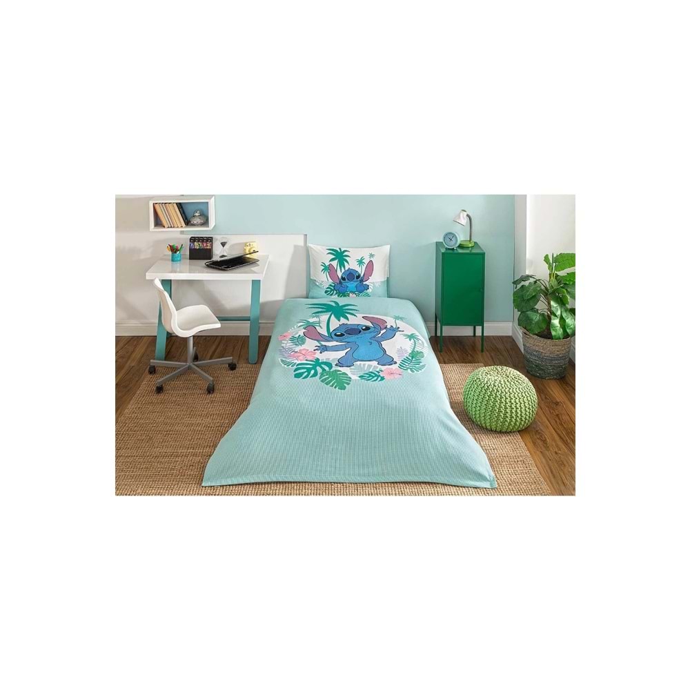 Özdilek Lisanslı Lastikli Çarşaflı Tek Kişilik Çocuk Pike Takımı-Stitch Summer Mint