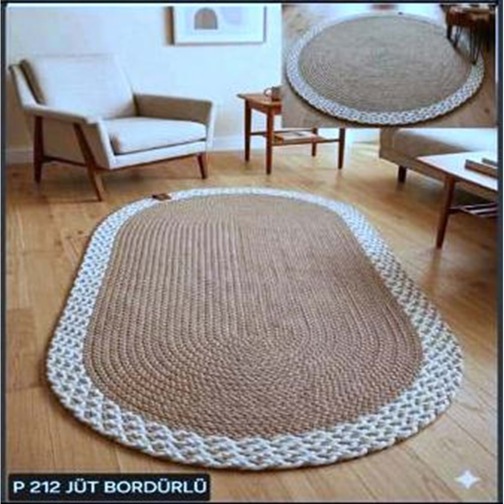 Mandaş Lemu Home Petek Halı -80*150 P 212 Jut Kahve Bordürlü