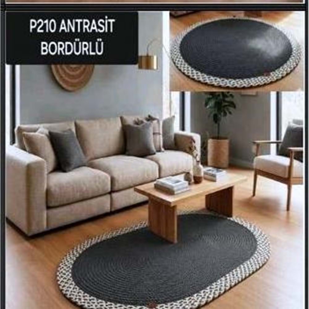 Mandaş Lemu Home Petek Halı -80*150 P 210 Antrasit Bordürlü