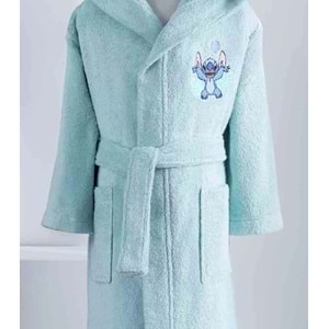 Özdilek Lisanslı Kapüşonlu Çocuk Bornozu 3/4 Yaş-Stitch P. Su Yeşili