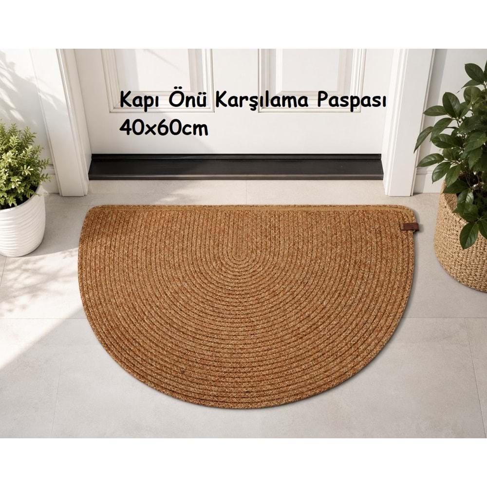 Jüt Hasır D Paspas, Kapı Önü Karşılama (40x60)-Bej Kırçıllı