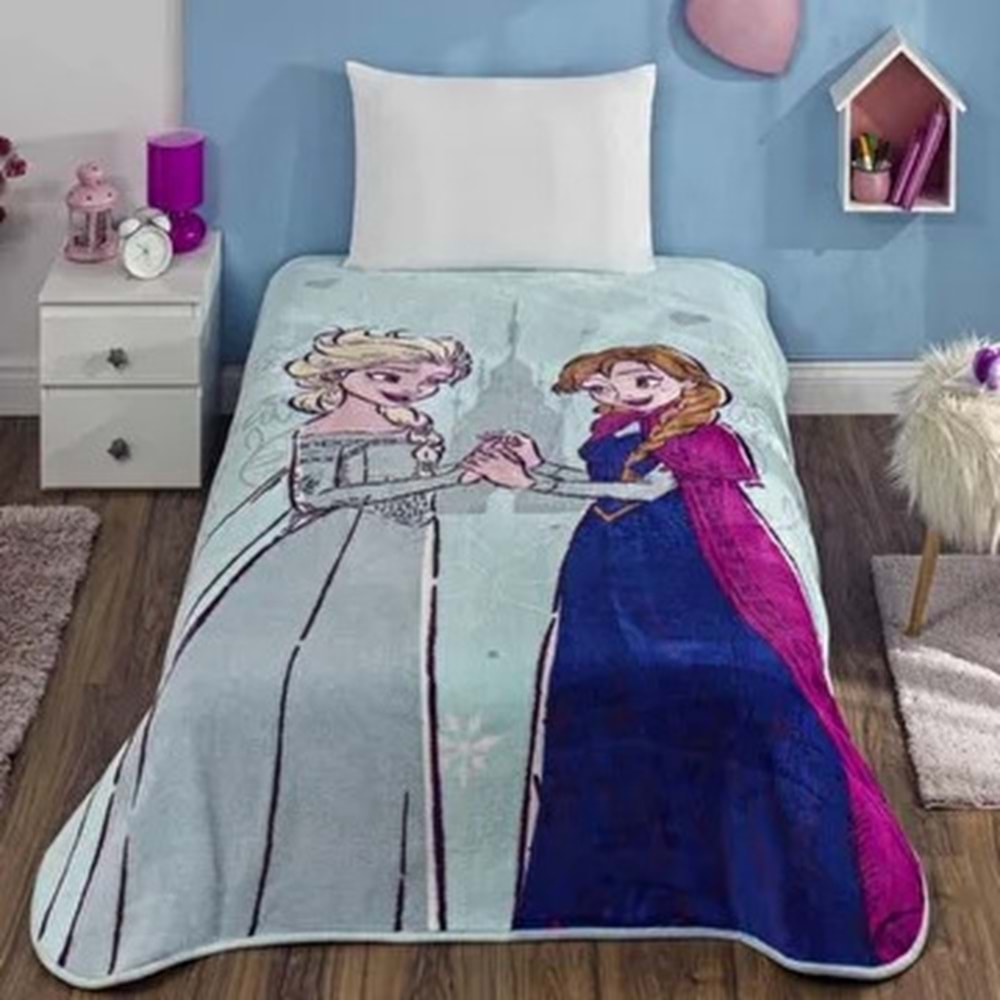Taç Lisanslı Tek Kişilik Çocuk Battaniye (160x220)-Frozen Unıted