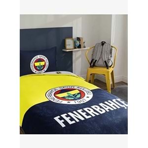 Taç Taraftar Lisanslı Ranforce Çarşafı Lastikli Tek Kişilik Nevresim Takımı-Fenerbahçe Efsane 100