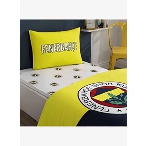 Taç Taraftar Lisanslı Ranforce Çarşafı Lastikli Tek Kişilik Nevresim Takımı-Fenerbahçe Efsane 100