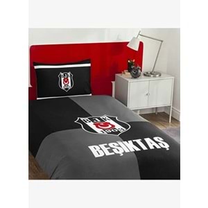 Taç Taraftar Lisanslı Ranforce Çarşafı Lastikli Tek Kişilik Nevresim Takımı-Beşiktaş Efsane 100