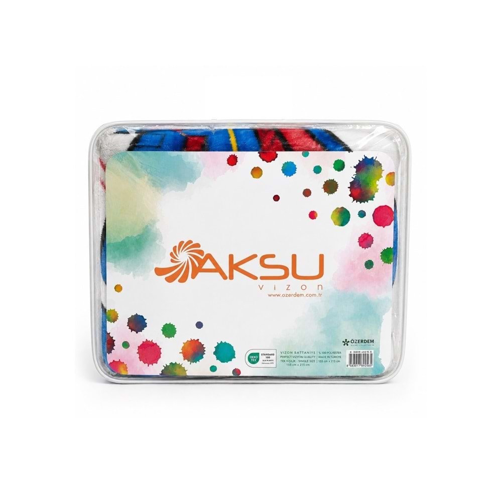 Aksu -Moto Racing Mavi- Tek Kişilik Çocuk Battaniye (155x215)
