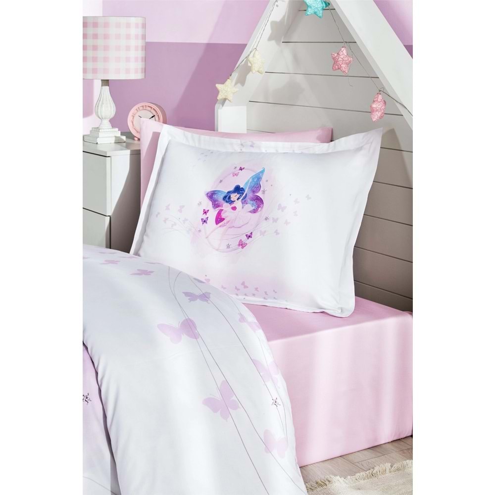 Özdilek Ranforce -Fairies Lila- Lastikli Çarşaflı Tek Kişilik Çocuk Nevresim Takımı