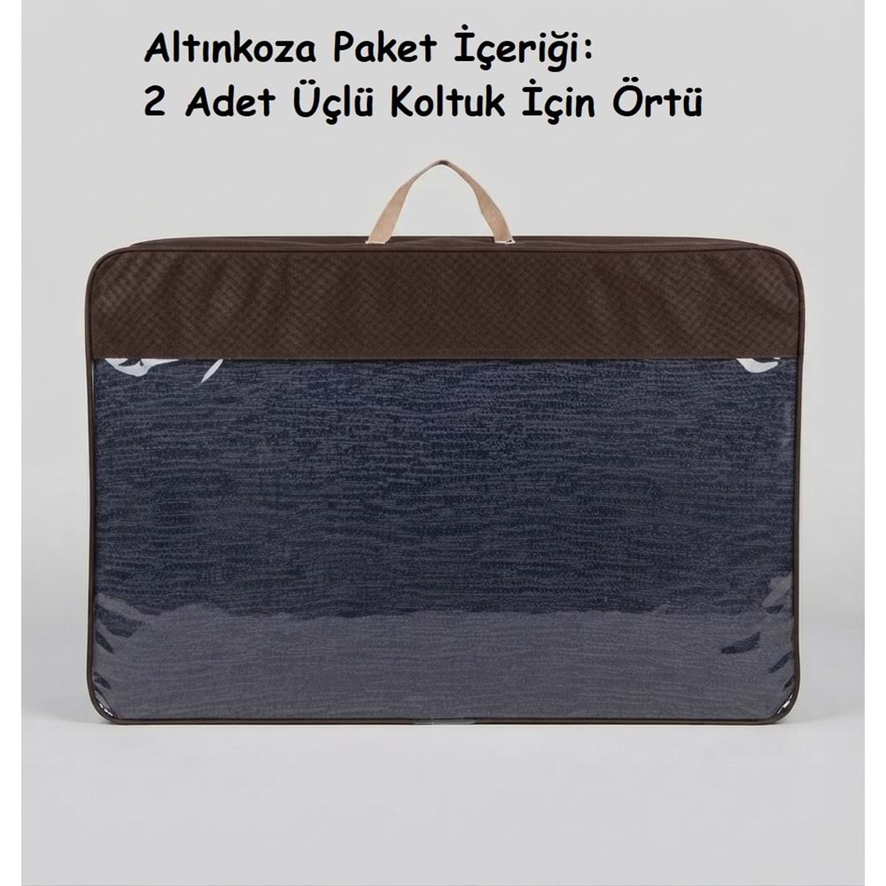 Altınkoza Still Jakarlı Streç Maxi Koltuk Örtüsü (3+3)-İndigo