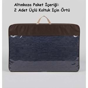 Altınkoza Still Jakarlı Streç Maxi Koltuk Örtüsü (3+3)-İndigo